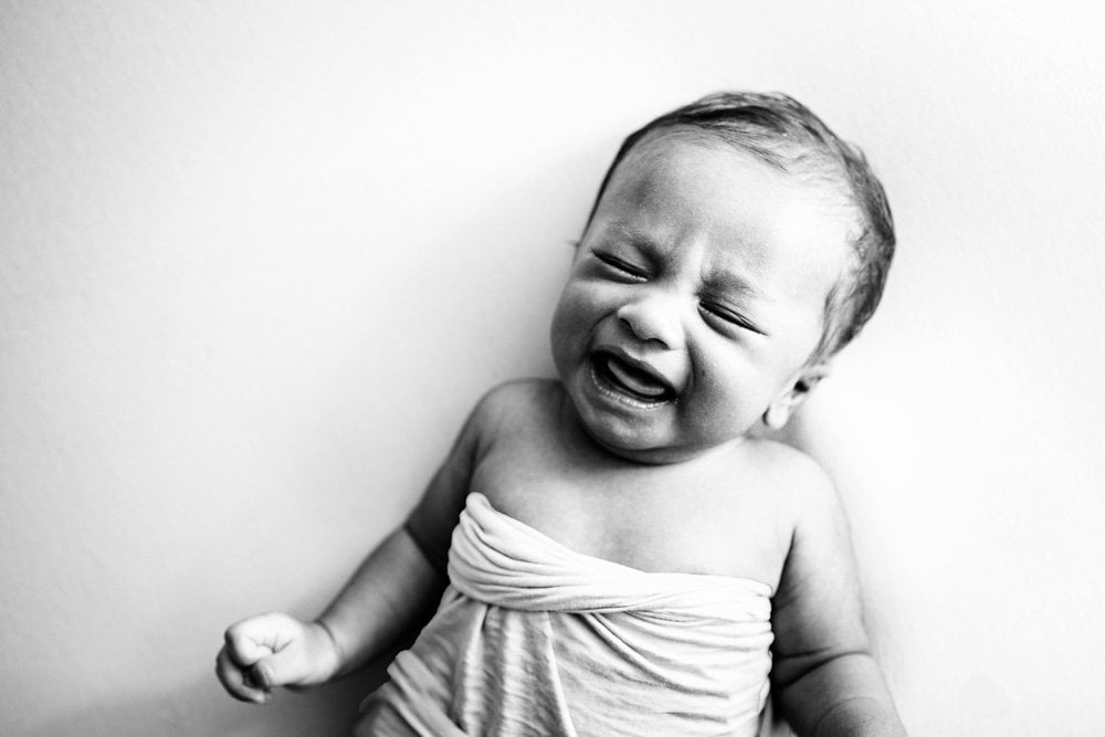 Black and white newborn photo